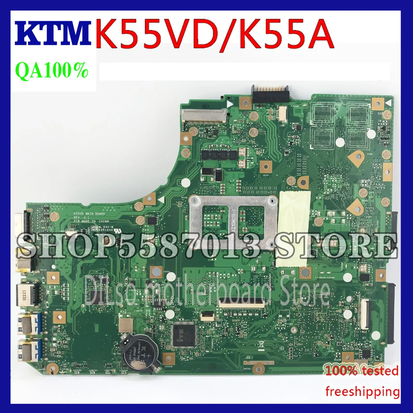 

K55VD Motherboard REV3.1 RAM For ASUS K55A K55VD Laptop Motherboard K55VD Mainboard K55A Motherboard K55VD Mainboard test OK