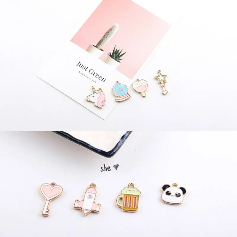 Мультяшная любовь девушка палочка панда пивной самолет розовые серьги кулон DIY