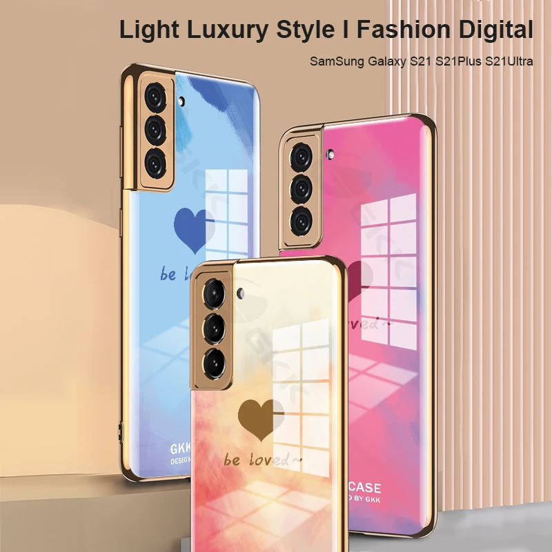 

Luxury Plating Case For Samsung Galaxy S21 Plus Ultra 5G Lens Protection Tempered Glass Cover For Samsung S21 Plus Ultra 5G Case