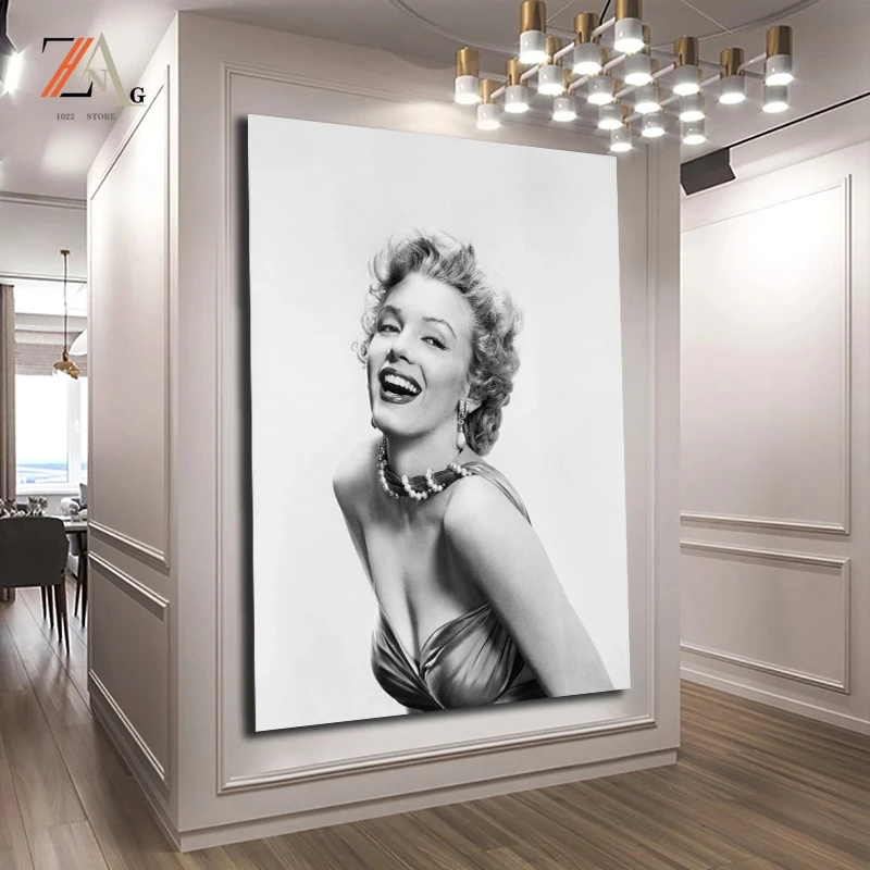 

Canvas Painting Classical Movie Star Marilyn Monroe Poster Wall Art Home Decor Picture and Prints Black White Figure Painting