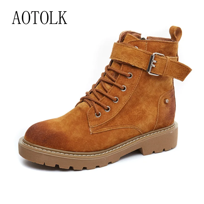 Ботильоны женские из натуральной кожи теплые брендовые зимние ботинки на