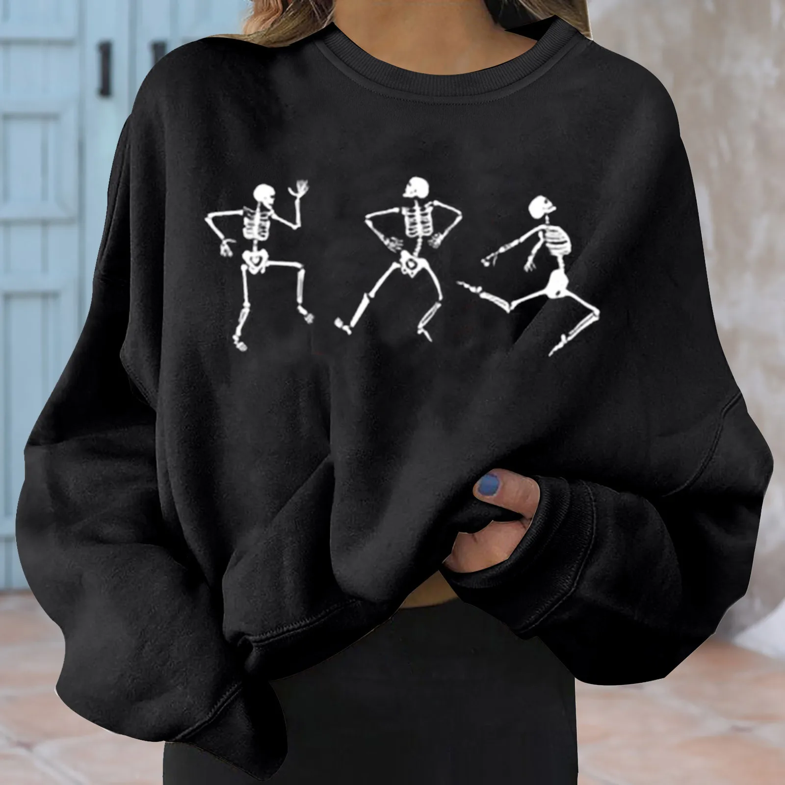 

Letter Casual Clothes Trendy Tops Halloween Fashion Women's Casual Long Sleeve Printed Ladies Sweatshirts Tops Толстовка