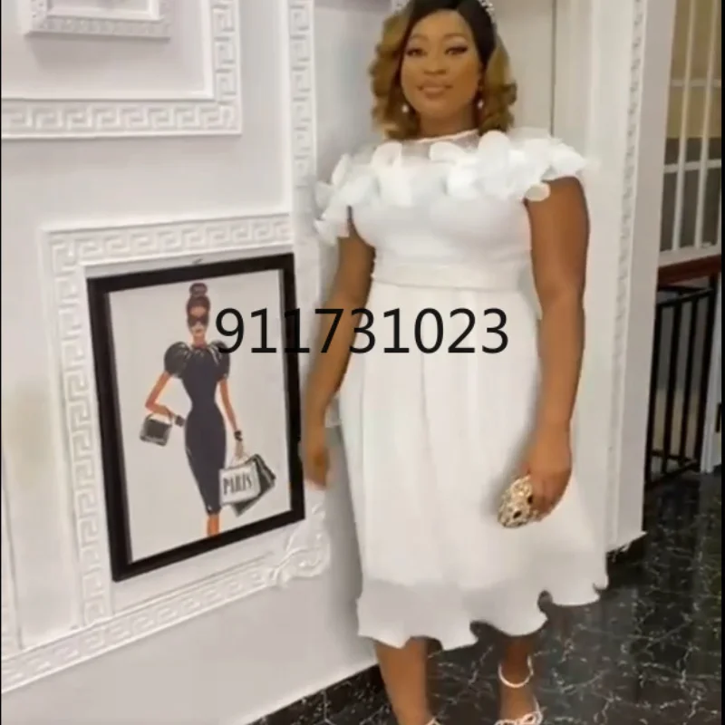 Plus Size Clothing for Women Summer African New Arrival Yellow White Dress Dresses Clothes | Тематическая одежда и