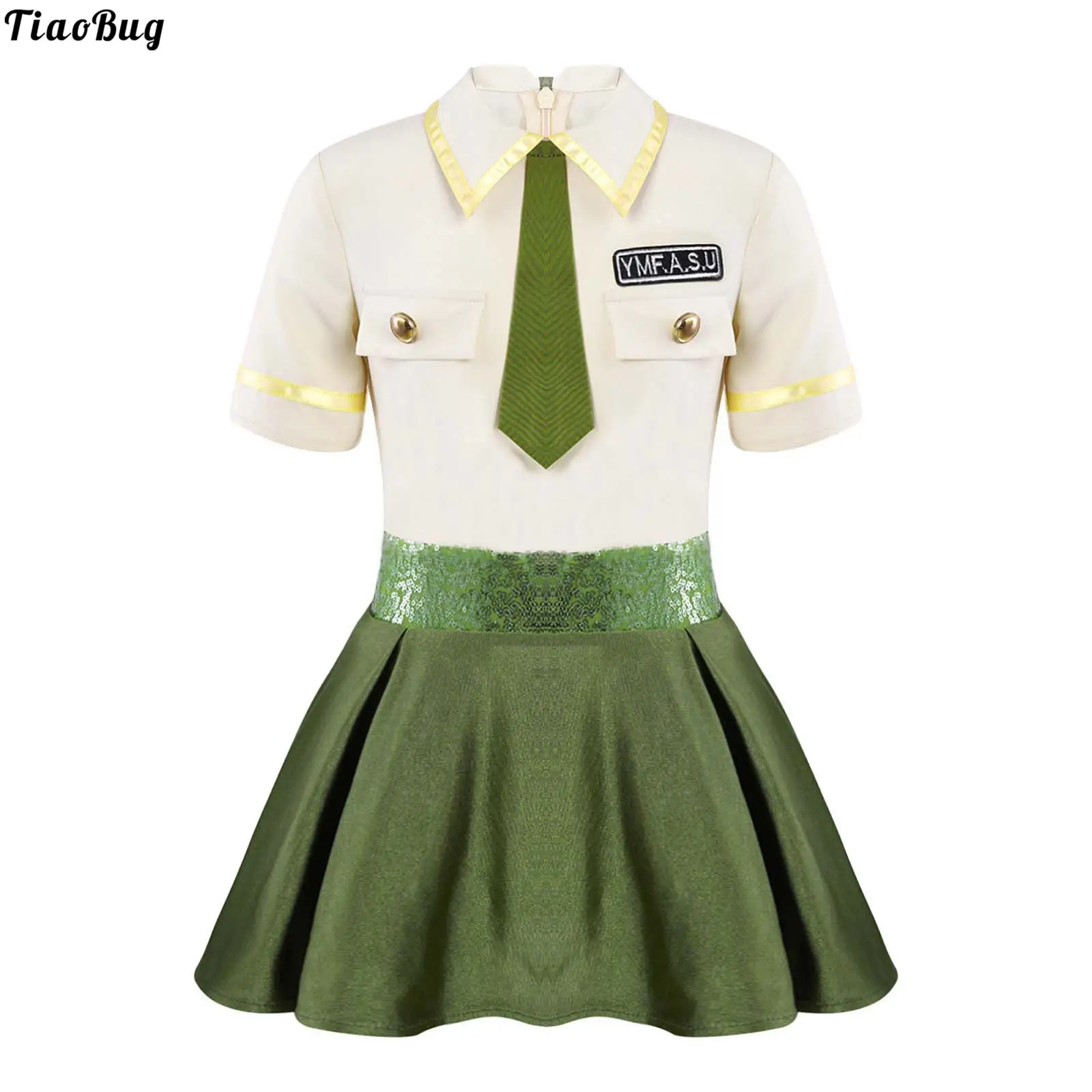 

Детский костюм для ролевых игр, летнее плиссированное платье с отложным воротником и короткими рукавами, комбинезон с галстуком для девоче...