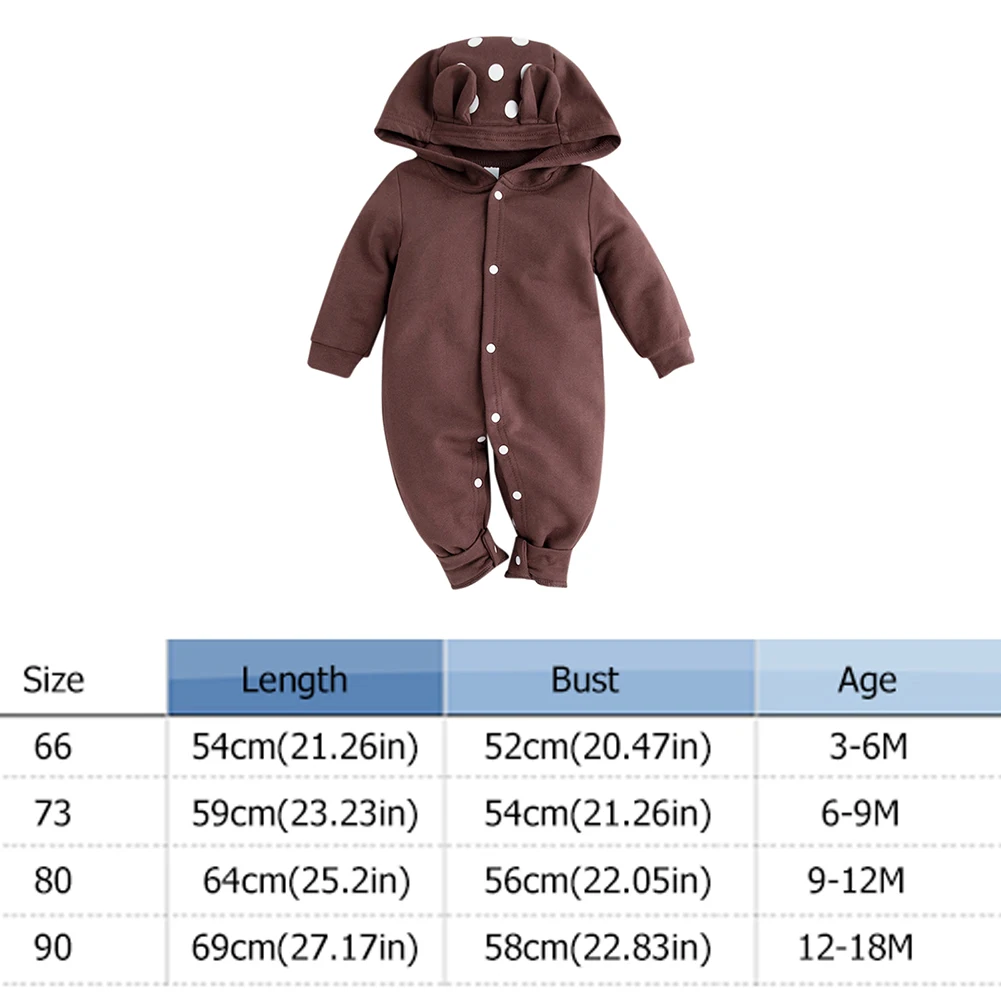 JOCESTYLE Cute Bear Shaped Long Sleeve Rompers Baby Kids Girls Boys Hoodies Jumpsuit Autumn Winter Cotton Hooded Bodysuit