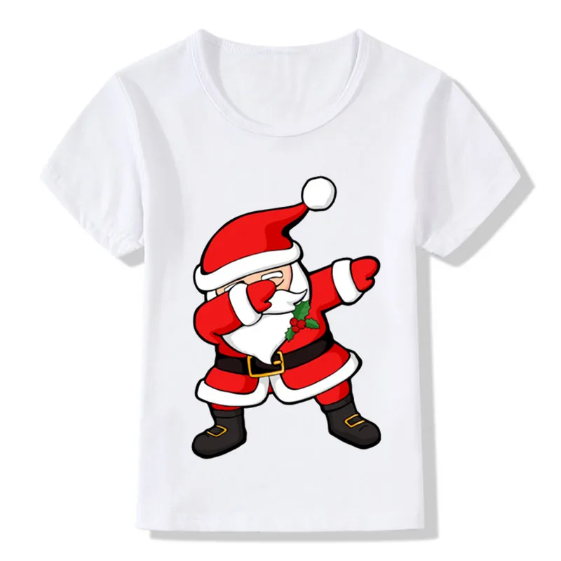 

Dabbing Santa Pattern Funny Children T shirt Kids Merry Christmas Cartoon Clothes Baby Boys Girls Summer T-shirt