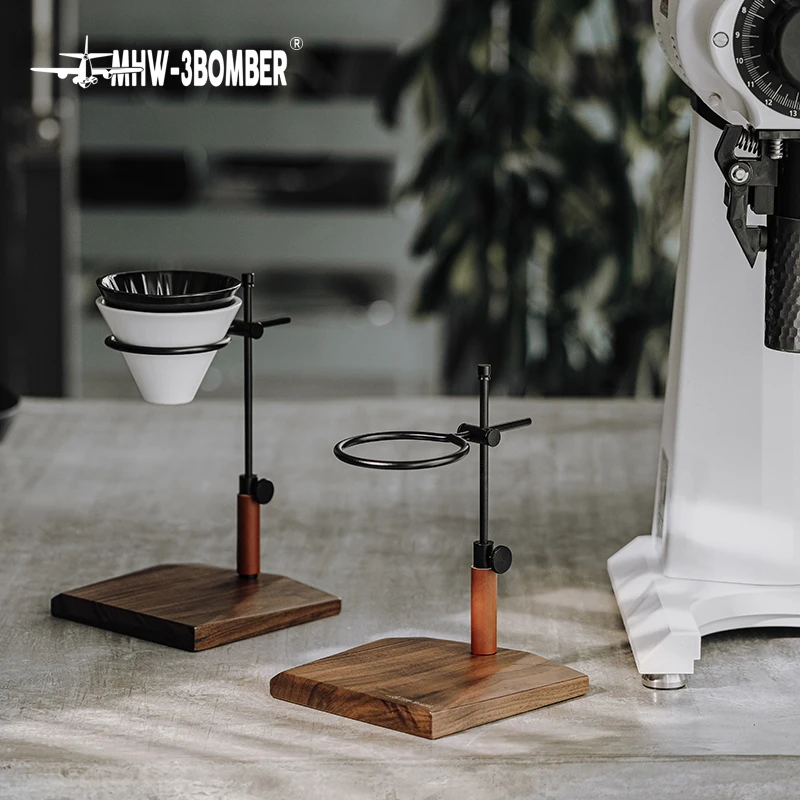 Pour Over Coffee Stand Adjustable Pour Over Coffee Maker V60 Coffee Dripper Stand Drip Coffee Stand Metal Frame And Walnut Base