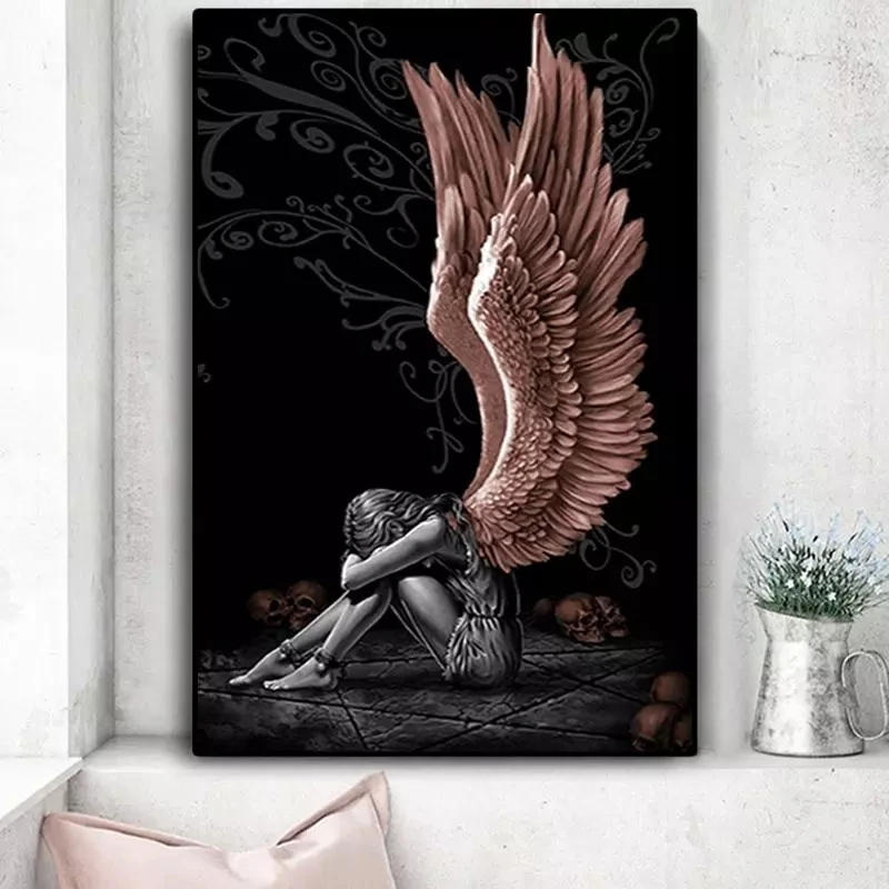 

Angel Wings Canvas Painting Colorful Character Wings Skull Poster Pictures Modern Nordic Fashion Wall Art Prints Home Decor Mura