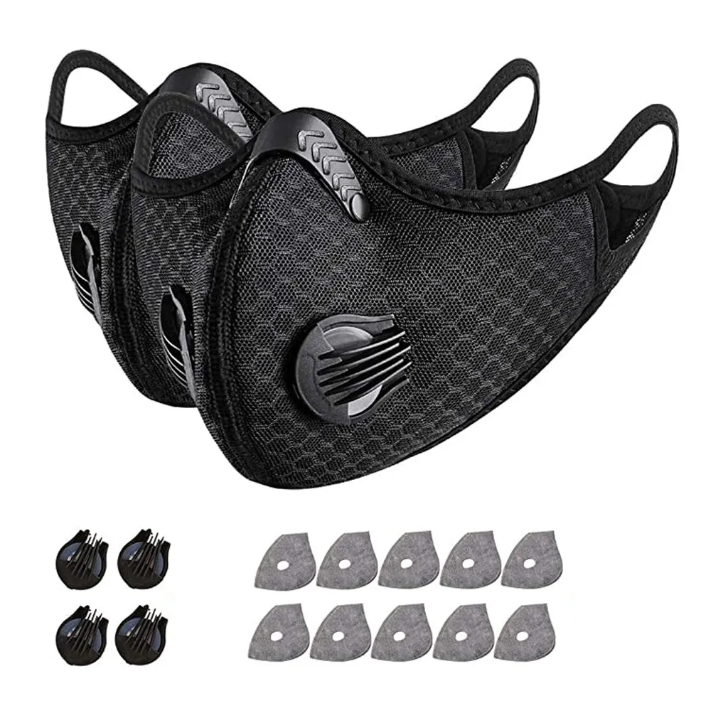 

2pc Men Reusable Face Maks With 10pc Filters Adult Face Maks Designer Windproof Mondkapjes Wasbaar Halloween Cosplay Masque
