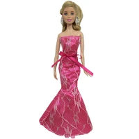 16 charming pink fishtail lace princess dress for barbie doll clothes mermaid outfits evening gown 30cm dollhouse accessories
