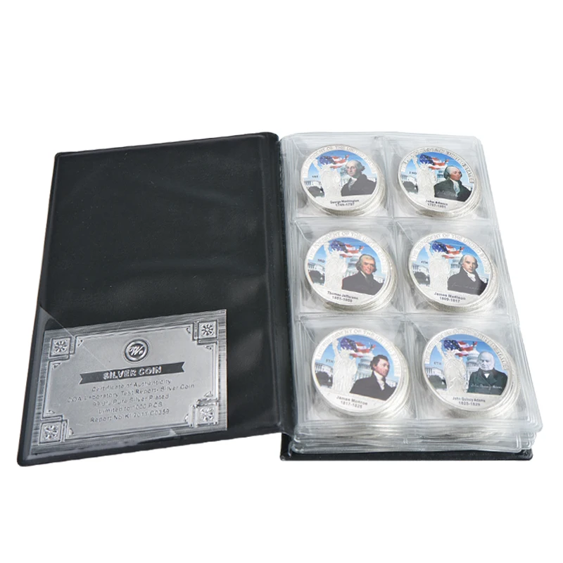 

45pcs New US Presidents Silver Plated Coins Collectibles with Coin Holder Donald Trump Original Coins Gift Souvenir Dropshipping