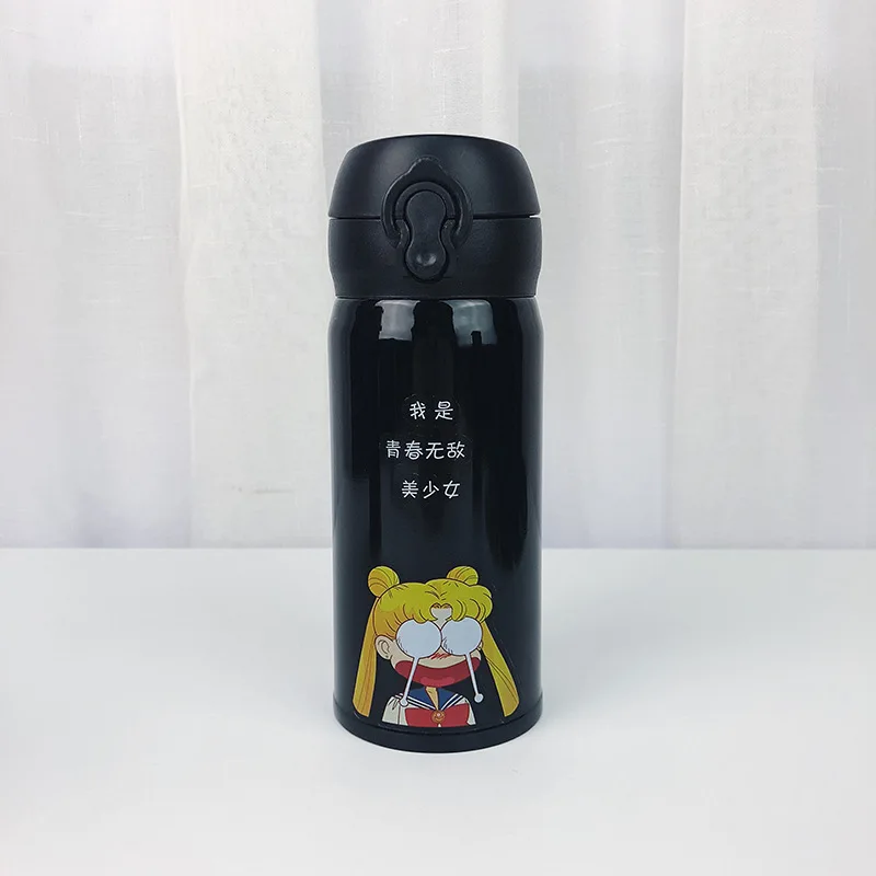 350ML Каваи Сейлор Мун термос бутылка милый мультфильм нержавеющая сталь вакуумная колба портативный герметичный изолированный бутылка для воды для девочек - Цвет: 350ML