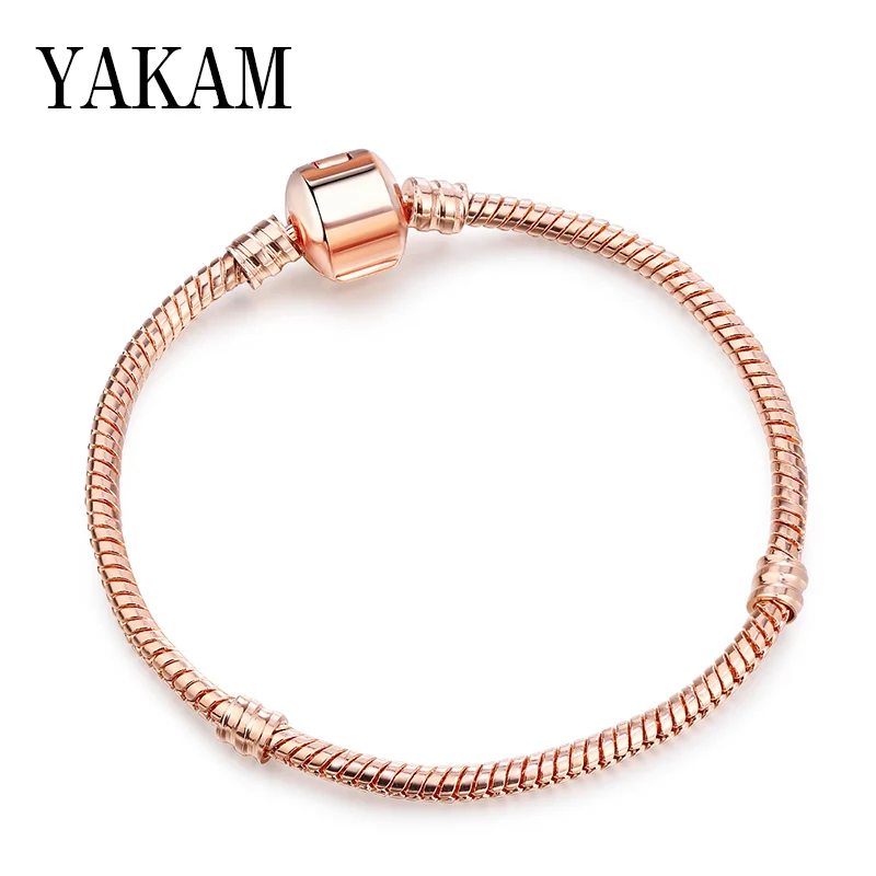Rose Gold Color Базовый браслет на цепочке в виде змеи, браслет Pandora, подарки для девочек, Sieraden для женщин, ювелирные изделия, модные браслеты Mary, аксессуары - Окраска металла: Rose Gold Color