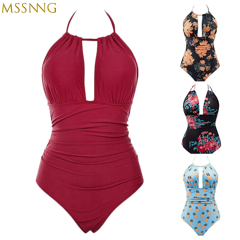 Бикини с цветочным принтом слитный купальник для женщин новинка 2019 пляжная