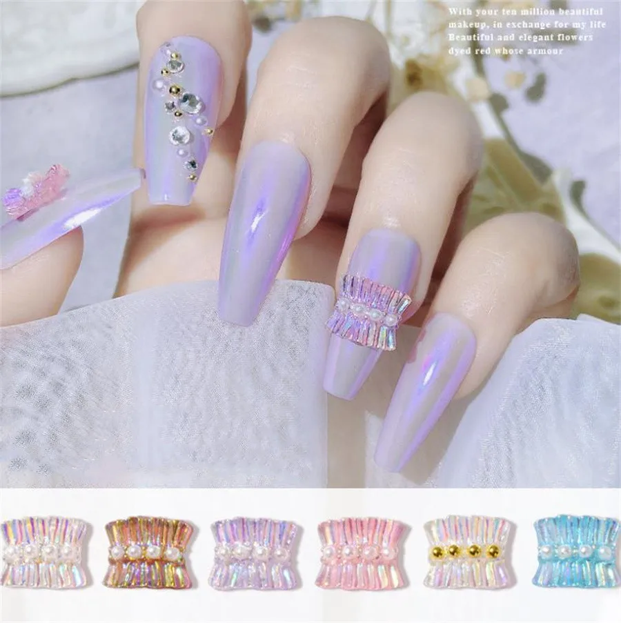 

Украшения для дизайна ногтей Aurora из смолы, кружевные складки, дизайнерские очаровательные жемчужины, украшения для ногтей в японском стиле,...