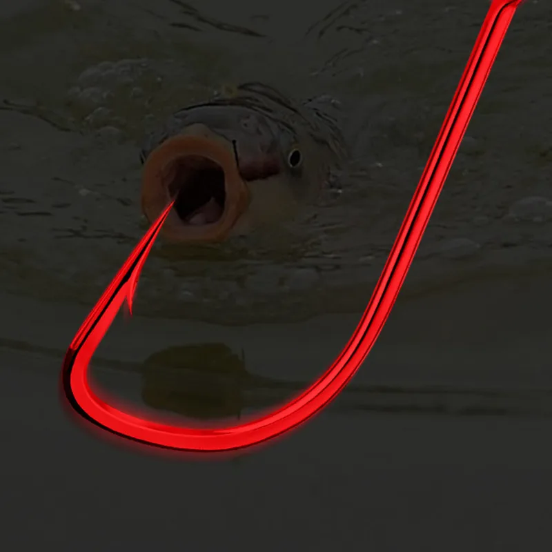 10шт Red острый Рыболовный крючок углерода Сталь изогнутой рукоятки офсетная