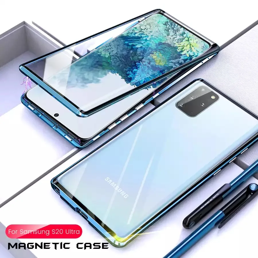 

Magnetic Metal Adsorption Double-sided Glass Case For Samsung A71 A70 A51 A50 M31For Samsung S20 S10 S9 S8 Note 10 9 8 Plus Lite
