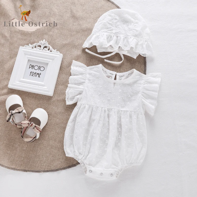 

Newborn Baby Girl Cotton Romper+Cap Summer Laciness Sleeve Floral Short Sleeve Jumpsuit Infant Toddler Child Baby Clothes 0-2Y