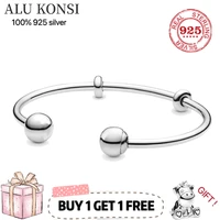 2021 hot sale luxury 100 925 sterling silver pan bracelet open charm bangle fit original charms for women diy jewelry