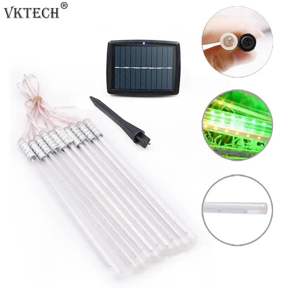 

30cm 10 Tubes LED Solar Powered Meteor Shower Light Waterproof Garland Fairy Strip Light Christmas Wedding Party Decoration