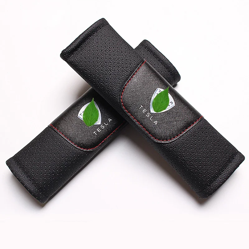 2pcs High Quality Microfiber Leather Car Seat Belt Covers Shoulder pads for Tesla Model 3 X S Styling | Автомобили и мотоциклы