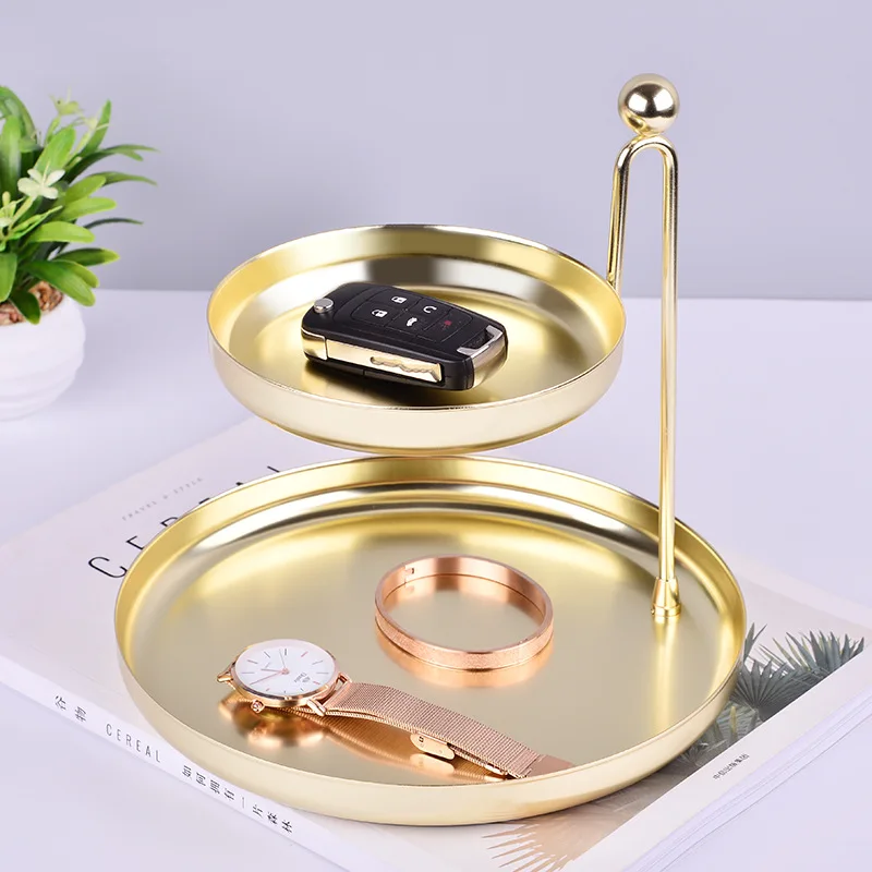 

Двойные ювелирные изделия с золотым гальваническим покрытием в скандинавском стиле поднос для креативного домашнего стола предметы интер...