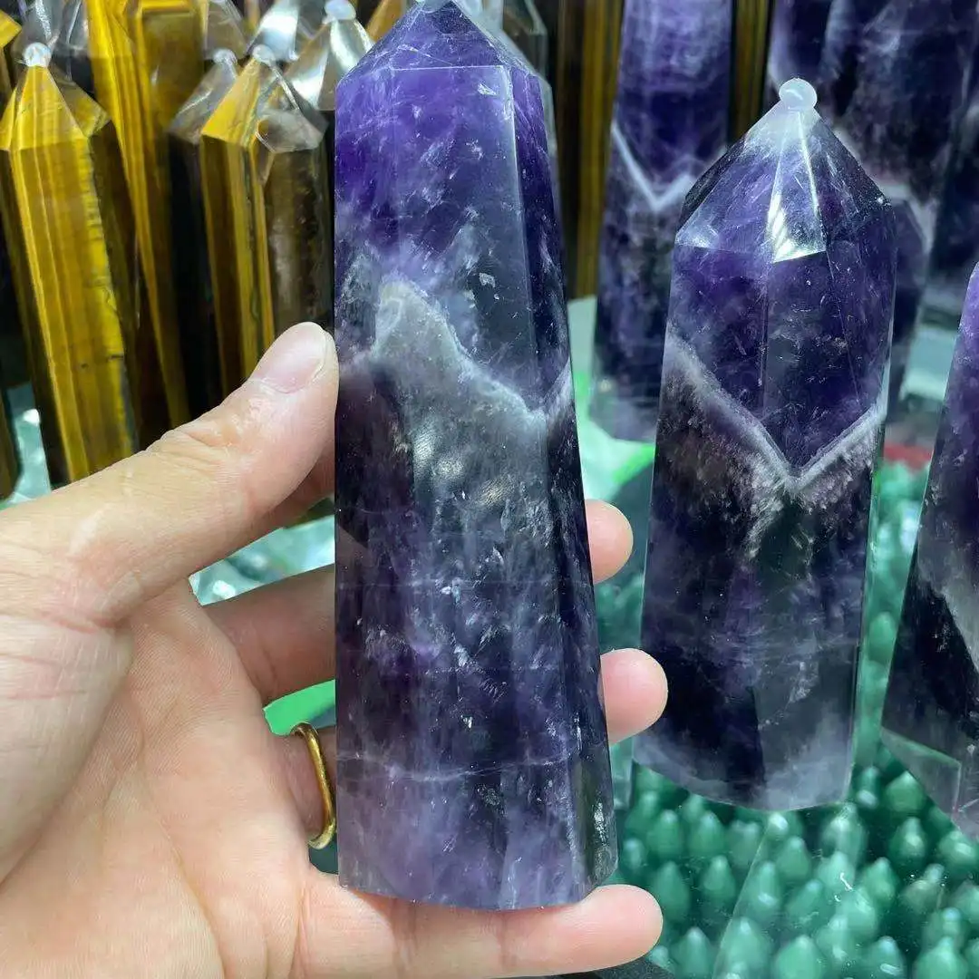 200-1200 г Природный кристалл мечты Аметист обелиск кварцевый стержень Исцеление