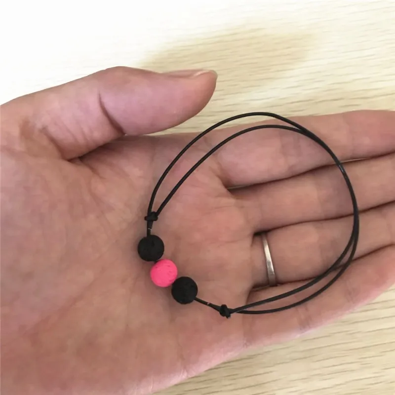 2 black 1pink Boho красочные вулканической лавы рок ножной браслет браслеты для женщин мужчин натуральный камень коровьей веревки бисера цепи ноги браслет ювелирные изделия - Окраска металла: 2 black 1pink