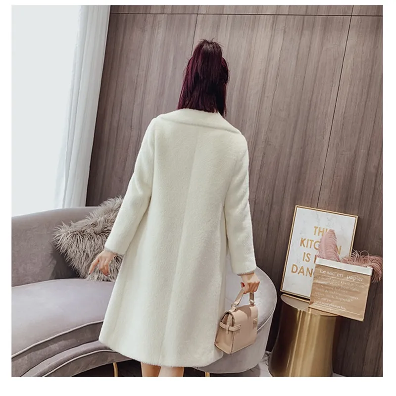 

2019 Korean Autumn Winter New Women Long Jacket Coat Warm Loose Lady Outerwear Solid Casual Female Slim Wool Coat High quality