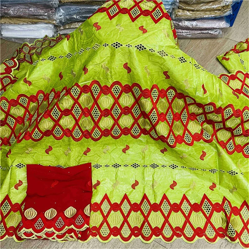 

H&Q LACE 5 Yards +2 Yards French Bazin Laces Embroidered Fabric African Mesh Tulle Laces Fabric With Stones For Wedding Dress