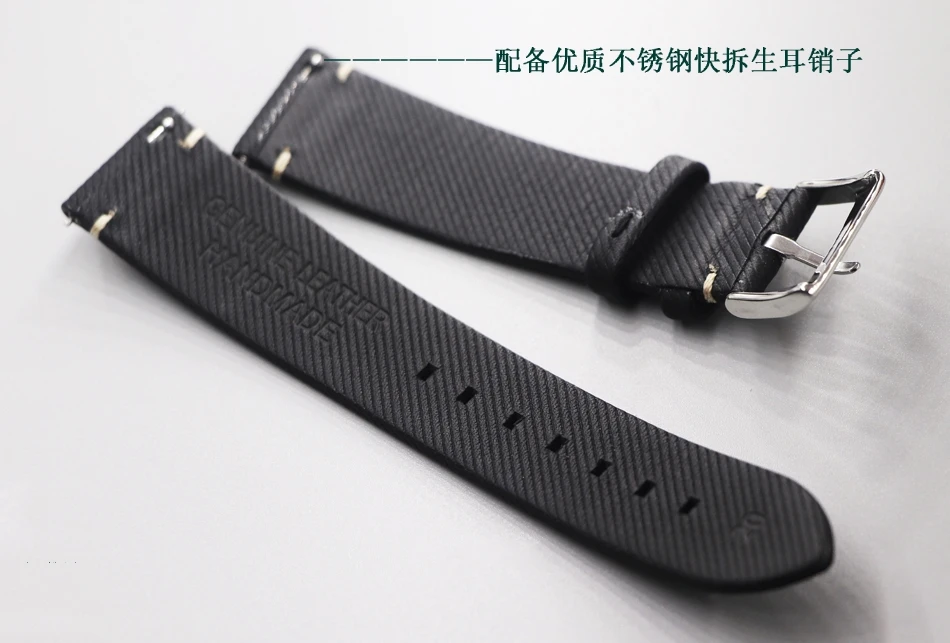 Handmade soft thin watch strap 18mm 19mm 20mm 21mm 22mm high quality Black Leather calfskin strap quick release strap  bracelet