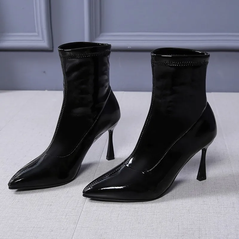 Women Boots Corduroy Butterfly-knot Boots Sexy High Heels Party Shoes Winter plus velvet Keep Warm Female Boots zapatos de mujer