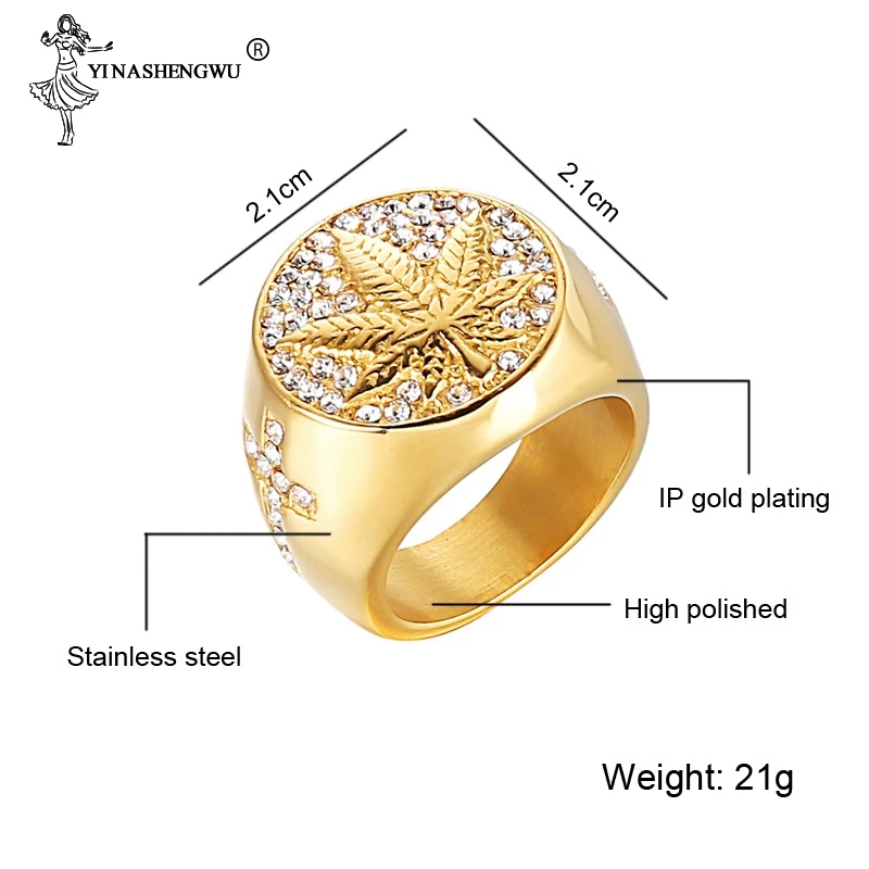Кольцо в стиле хип хоп из нержавеющей стали золотого цвета микро проложенные
