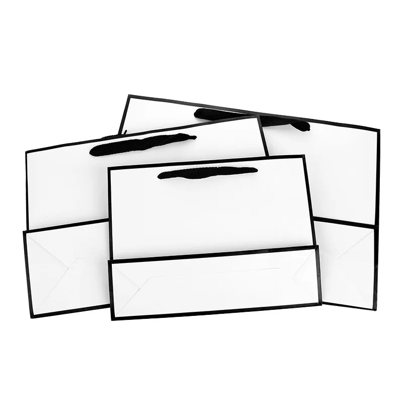 Роскошная Портативная Черная рамка белая картонная подарочная сумка для бизнеса