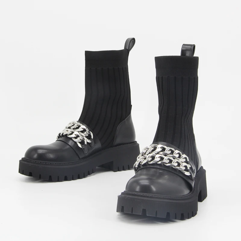 [GOGD]/Новинка 2021 года Сезон Зима Пара черных носков Женская обувь на толстой