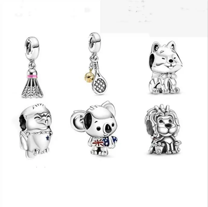 

2020 Pre-Autumn New Arrival Tennis Racket & Ball Dangle Charm fit Original pandora Bracelet For Women DIY Jewelry Making
