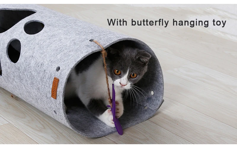 DIY натуральный войлочный туннель для кошек, комбинированный сшивной складной коврик для кошек, игровой канал, рулон дракона, головоломка, игрушка для кошек, товары для домашних животных