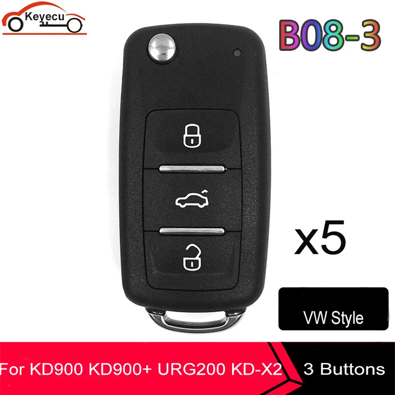 

KEYECU 5pcs KEYDIY B Series B08-3 Universal KD Remote Control 4 Button for KD900 KD900+ URG200 KD-X2 Mini for VW Audi Style