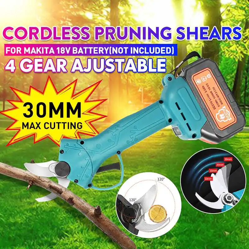 

30mm Cordless Pruner Electric Pruning Shears Scissor Branch Pruner Fruit Tree Bonsai Pruning for Makita 18V Battery