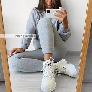 Женские ботинки со шнуровкой Botines Mujer, Зимние ботильоны на платформе, плюшевые, теплые, с круглым носком, 2021