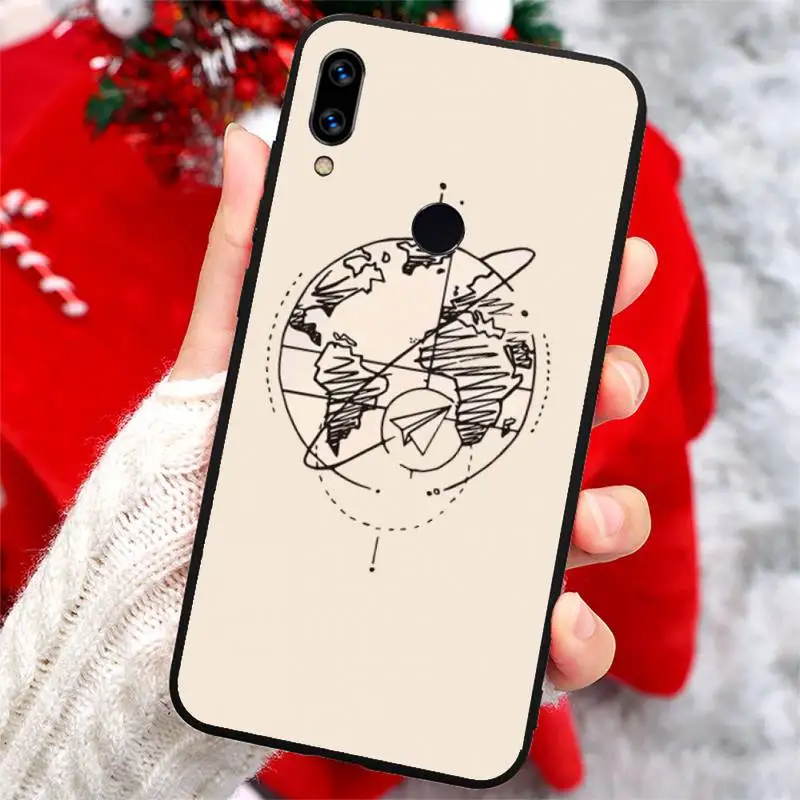 

World Map Travel aircraft Phone Case For Xiaomi Redmi note 7 8 9 t max3 s 10 pro lite