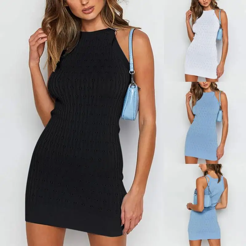 

Summer New Women Dresses Sexy Sleeveless O-Neck Female High Waist Dress Casual Outdoor Beach Party Club Ladies Mini Dress