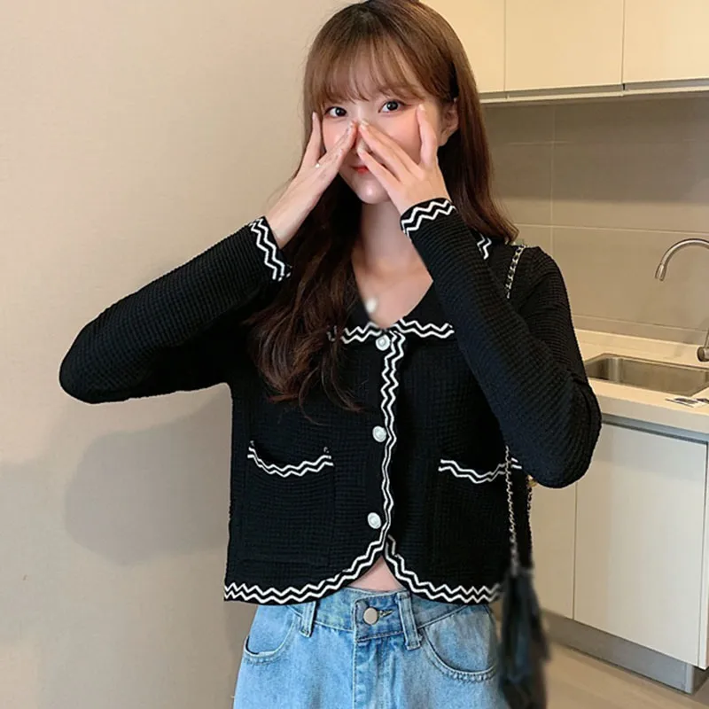 

Женский Повседневный вязаный кардиган, модное пальто на пуговицах, куртка, женские топы