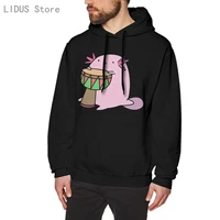 axolotl playing the djembe hoodie sweatshirts harajuku creativity streetwear hoodies