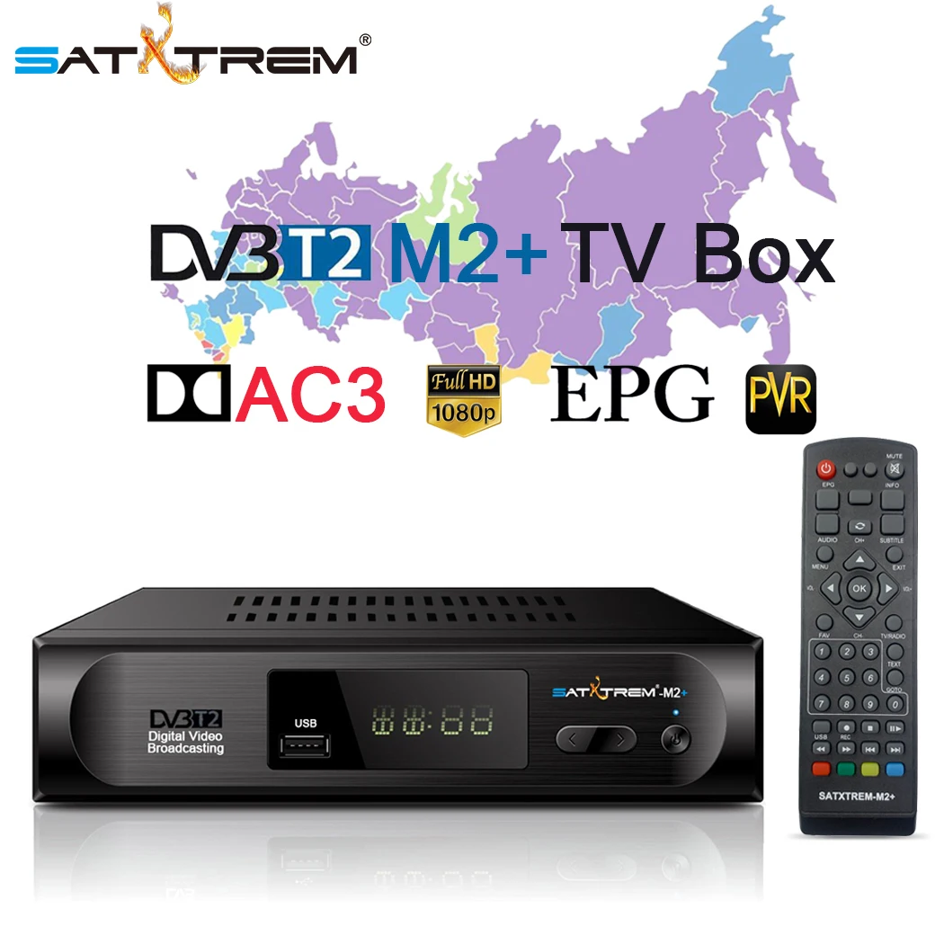 ТВ ресивер Satxtrem DVB T2 C цифровой тюнер 1080P приемник TDT наземный Wifi VHF UHF приставка
