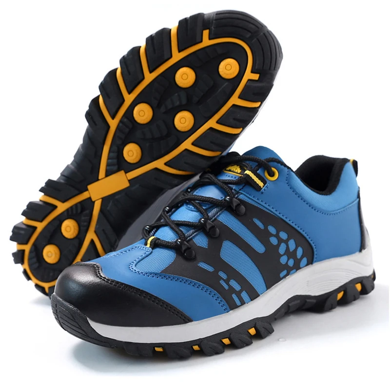 

Protective Safety Shoes Men Safety Boots With Steel Toe Shoes Work Sneakers For Men Anti-puncture Footwear Safety Sneakers Blue