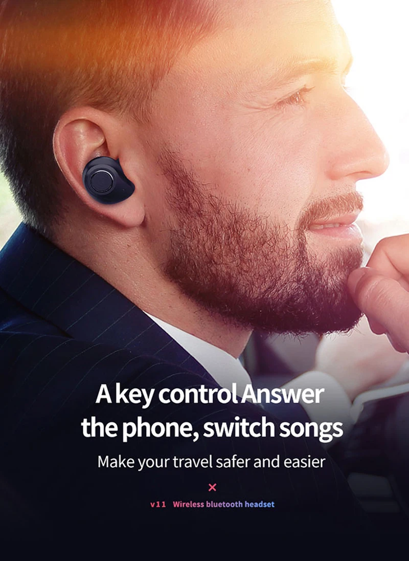 TWS V11 Bluetooth наушники 5,0 настоящие беспроводные бинауральные наушники стерео наушники с шумоподавлением водонепроницаемые наушники-вкладыши