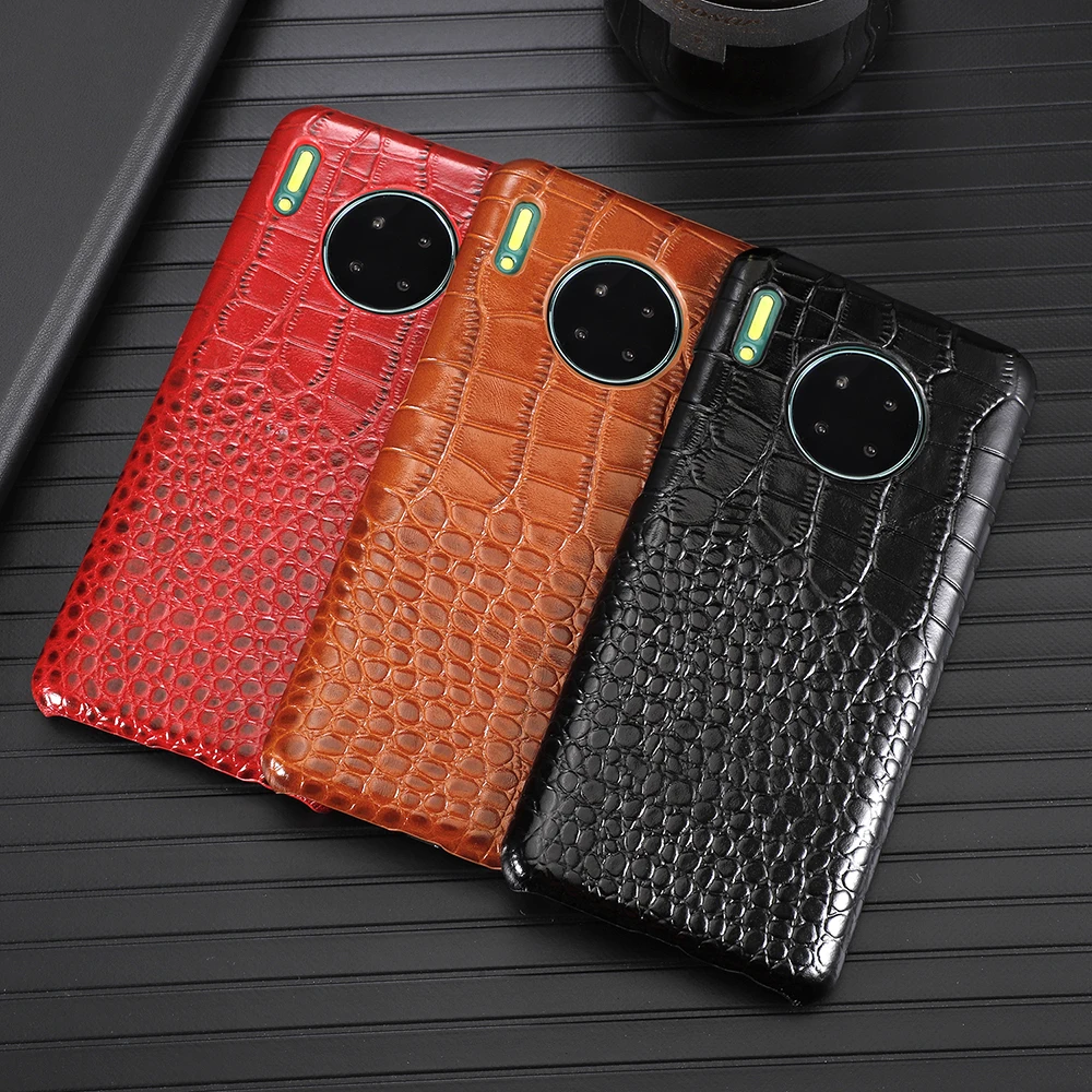 

Original Leather Python Case for Huawei P30 P30Pro 360 protective Cowhide Crocodile Texture Cover For Huawei Mate30 Pro Coque