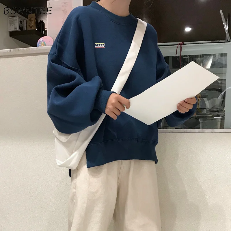 Женские свободные толстовки в стиле Харадзюку модные свитеры с вышитыми буквами