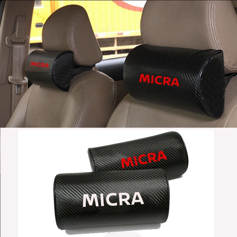 

Carbon Fiber Texture PU Leather Auto Safety Pillow Car Auto Seat Head Neck Rest Cushion Headrest Pillow Pad For Nissan Micra